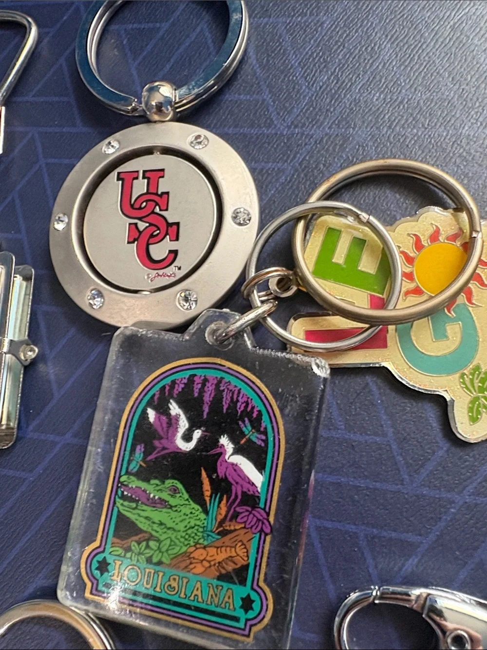 Assorted Travel & Souvenir Keychain Lot - Colorful Metal Accents